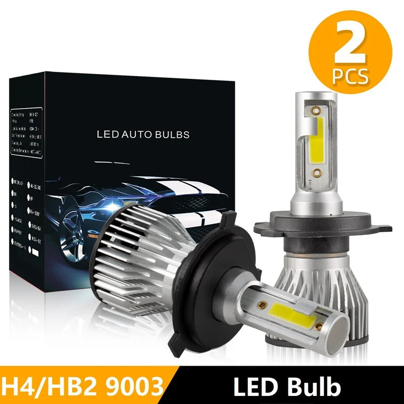 

2X H4/HB2/9003 LED Headlight High Low Beam Kit 4000W 30000LM Bulbs White 6500K