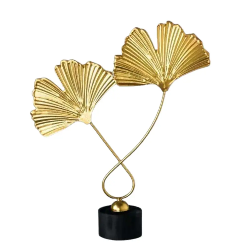 

Ginkgo Leaves Statue Miniature Metal Ornaments Modern Home Decoration Office Accessories For Living Room Piecies