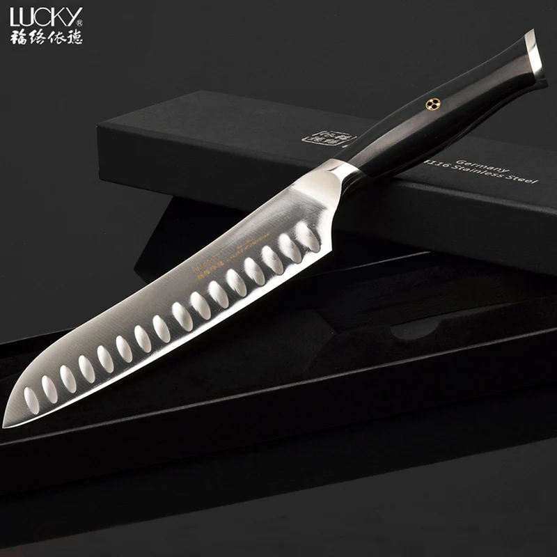 Santoku кухонный нож Германия 1 4116 нержавеющая сталь овощерезка рыба филе суши шеф