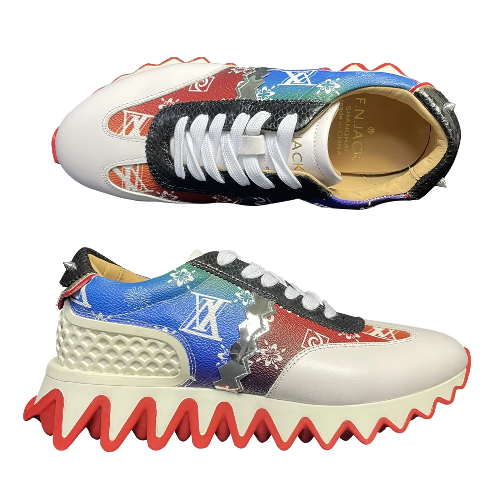 

FNJACK Модные Белые классические мужские повседневные кроссовки Трендовые туфли ручной работы из натуральной кожи