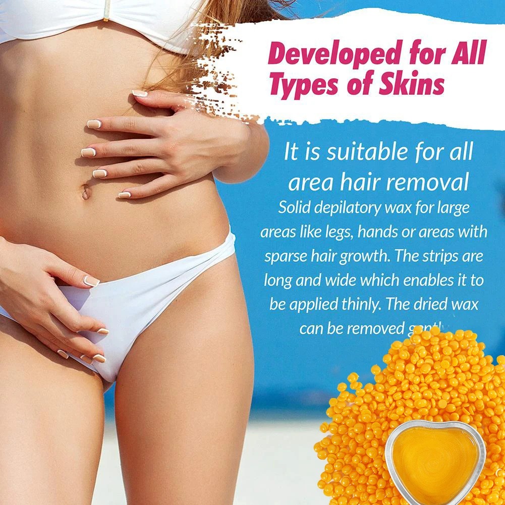

100g Hair Removal Wax Beans Painless Hair Removing Solid Hard Waxing Wax-free Paper for Face Legs Arms Eyebrow Waxing Kit