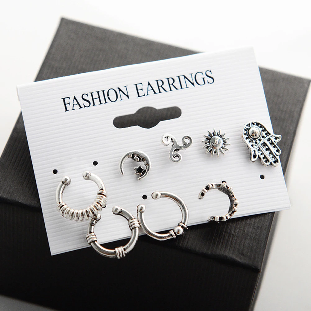 8 шт. Популярные Модные богемные серьги гвоздики женская серьга геометрической
