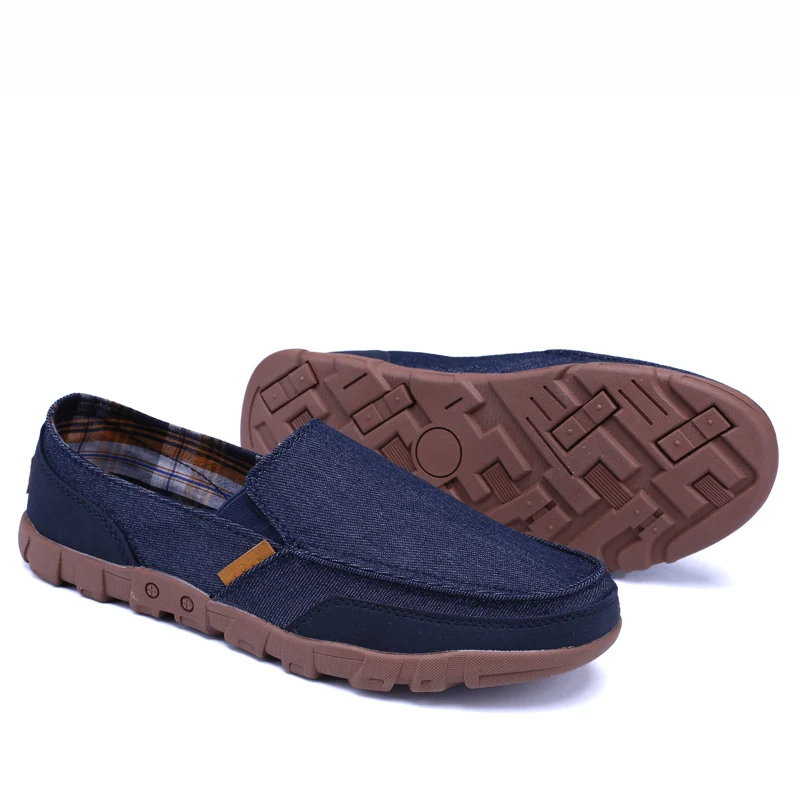 Мужская парусиновая обувь дышащая повседневная на плоской подошве без шнуровки