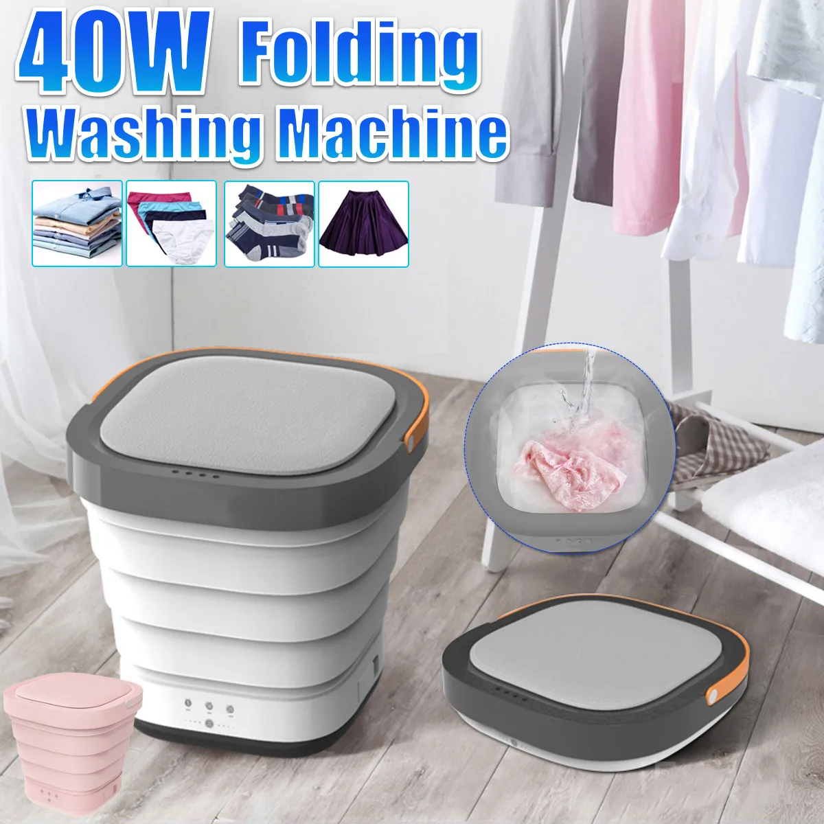 

220V Foldable Portable Electric Washing Machine Mini Automatic Clothes Washing Machine EU/AU/UK/US Plug Freeshipping
