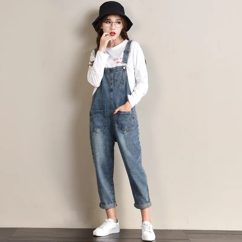 Плюс Размер 6XL Комбинезоны женские джинсовые комбинезоны свободные повседневные