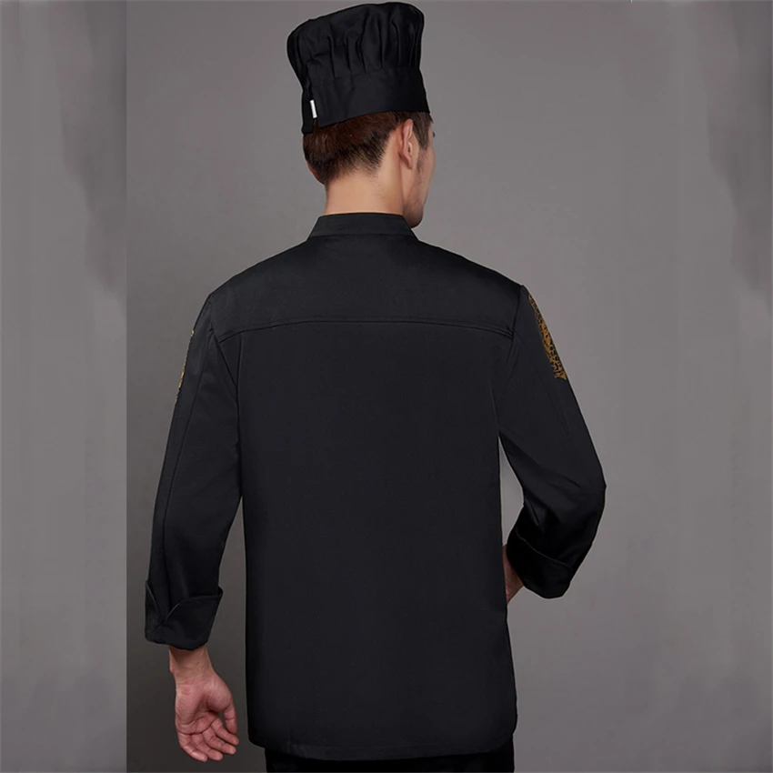 Мужская Китайская одежда Dragon куртка шеф повара кухонная униформа для кейтеринга
