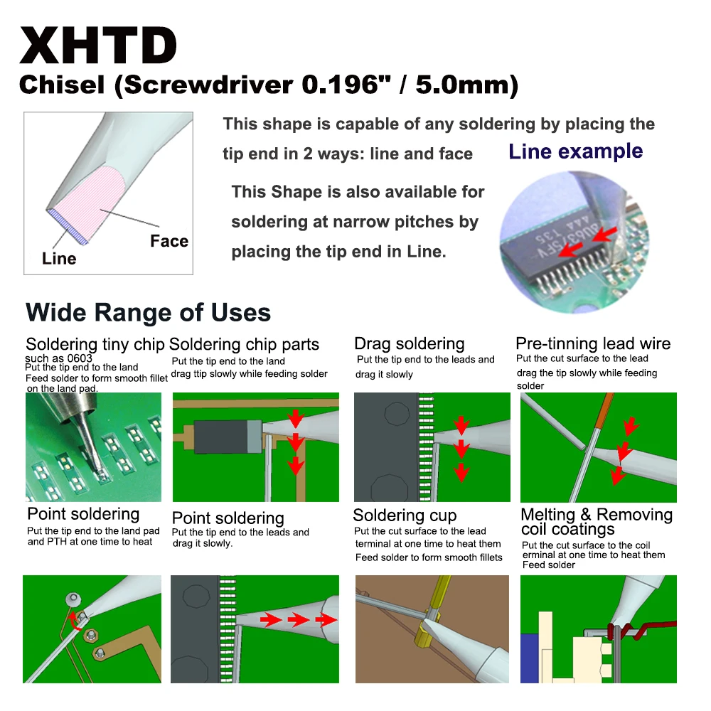 Сменный наконечник для паяльника XHTD долото 5 0 мм подходит WELLER WXP200 WT1011H 200 W WTCP51 WP200
