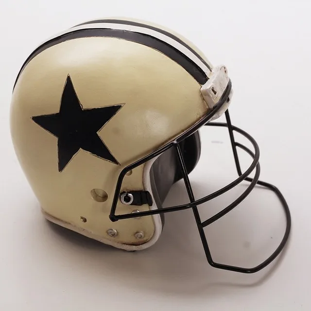 Home Decoration Accessories Retro Motorcycle Football Helmet Creative Resin Crafts Souvenir Gift Shop Window Props - Color: White
