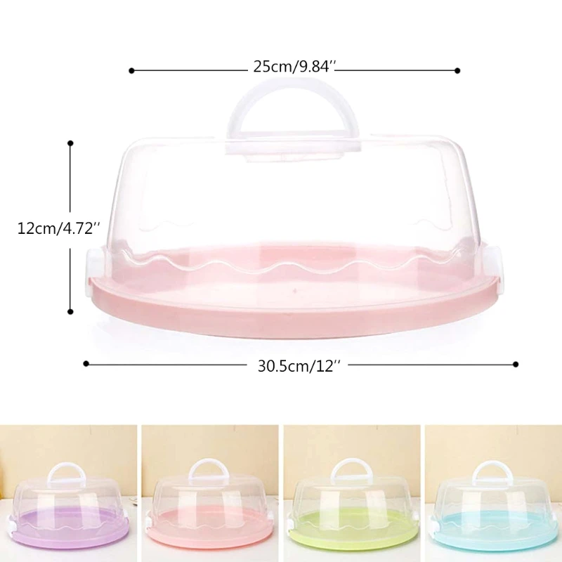 

Portable Plastic 10" Round Cake Box Cupcake Dessert Container Case Sealing Handheld Carrier Wedding Birthday Supplies