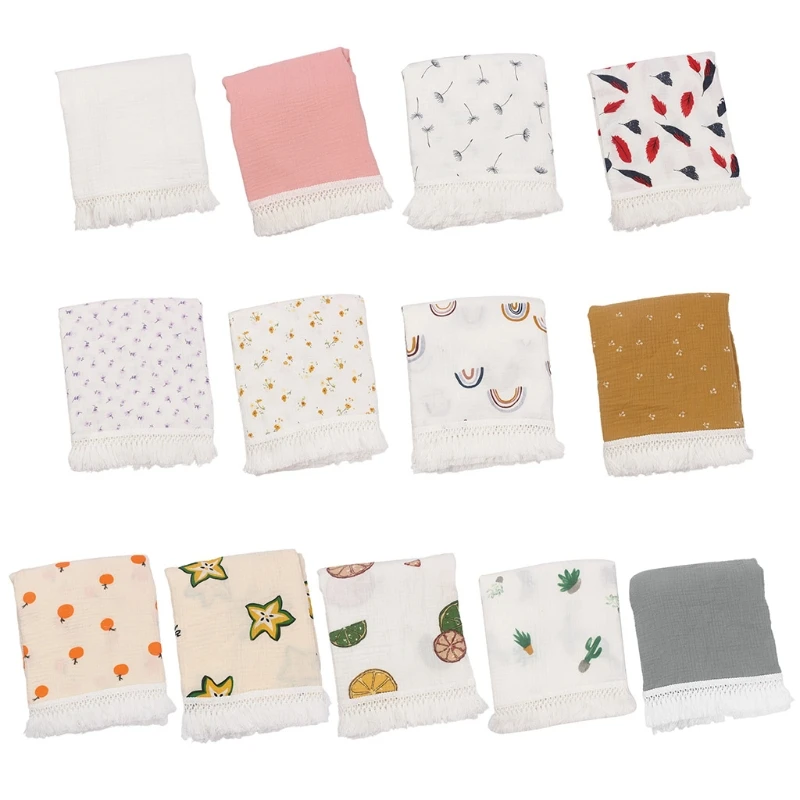 

Пеленка с кисточками для новорожденных, муслиновое одеяло из чистого хлопка, 13 видов, 100 х120 см, реквизит для фотосъемки новорожденных