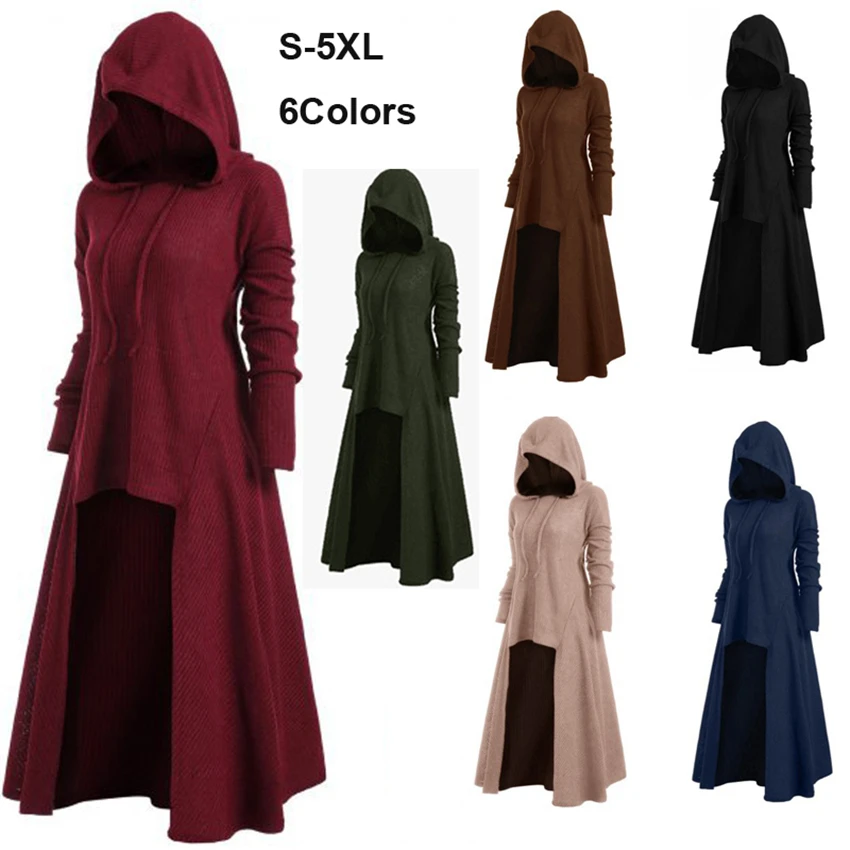 Hot S-5XL Hooded Dress Middle Ages Renaissance Halloween Hunter Archer Cosplay Costumes Vintage Medieval Carnival Party Vestido |