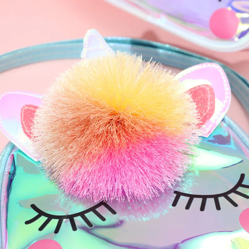 

Cartoon Shoulder Crossbody Messenger Bags for Gift Fashion Shiny Rainbow Unicorn TPU Handbag Purse