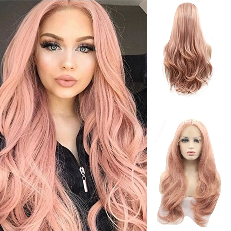 

Hot Pink Colored Synthetic Lace Front Wig Glueless Cosplay Body Wave Curly Hair For Black Women Pre Plucked Lolita Frontal Wigs