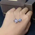 Новое поступление, ожерелье с подвеской с 4 коготками из муассанита, 1-2 карата D цвета, серебро 925 пробы, оригинальный драгоценный камень-лепесток