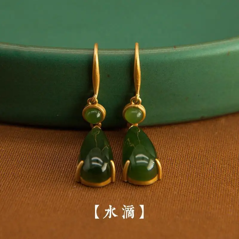 

[Water Drop] Hetian White Jade Earrings/Stud Earrings Female S925 Sterling Silver Super Fairy Chinese Style Retro National Style
