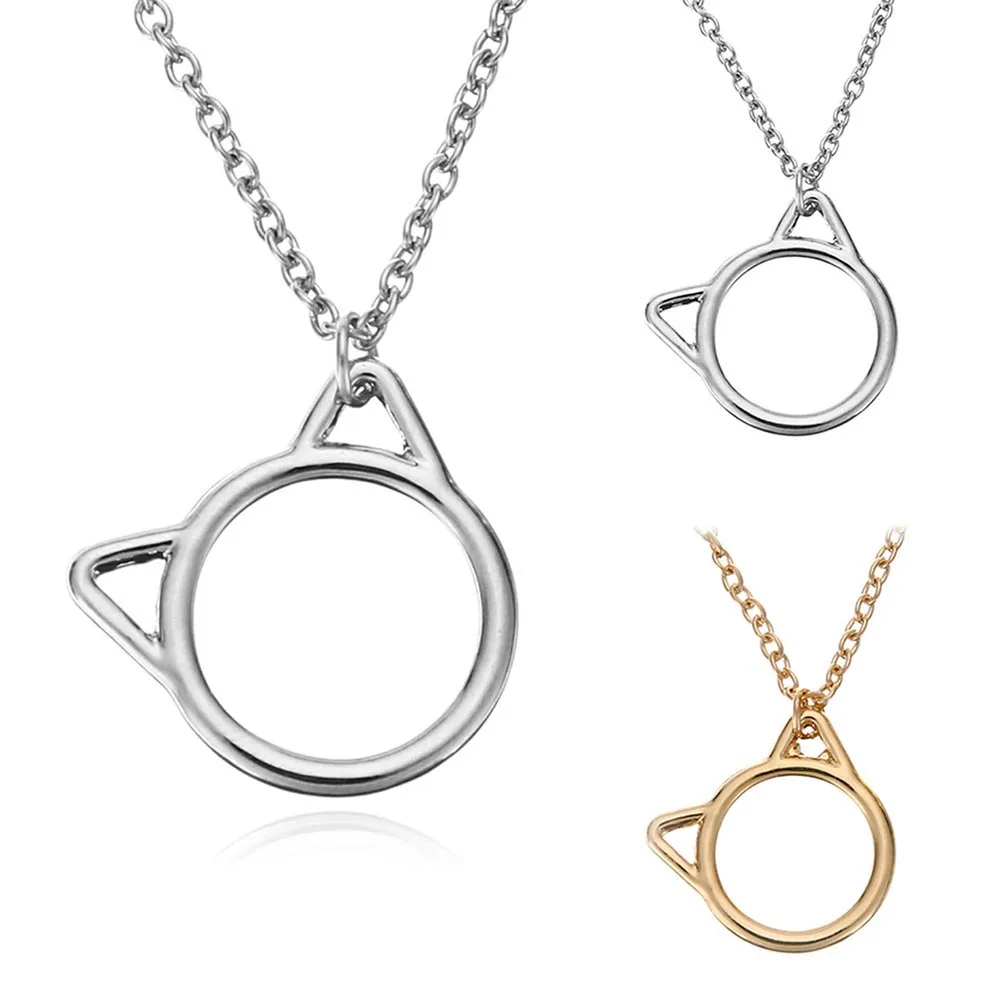 Модные Простые подвески в виде кошачьих ушей металлическая длинная цепочка