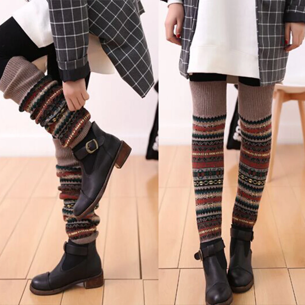 Women Winter Winter Leg Warmers Wool Lady High Boot Knee Stockings Trim Crochet Knit Long Socks Boot Long Socks Legging Warmer