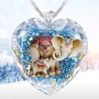 цепочка на шею женская украшения на шею цепочка Элегантное и модное ожерелье в форме милого слона из натурального хрусталя в форме сердца очаровательное женское ожерелье с кулоном в виде животного для мамы и ребенка