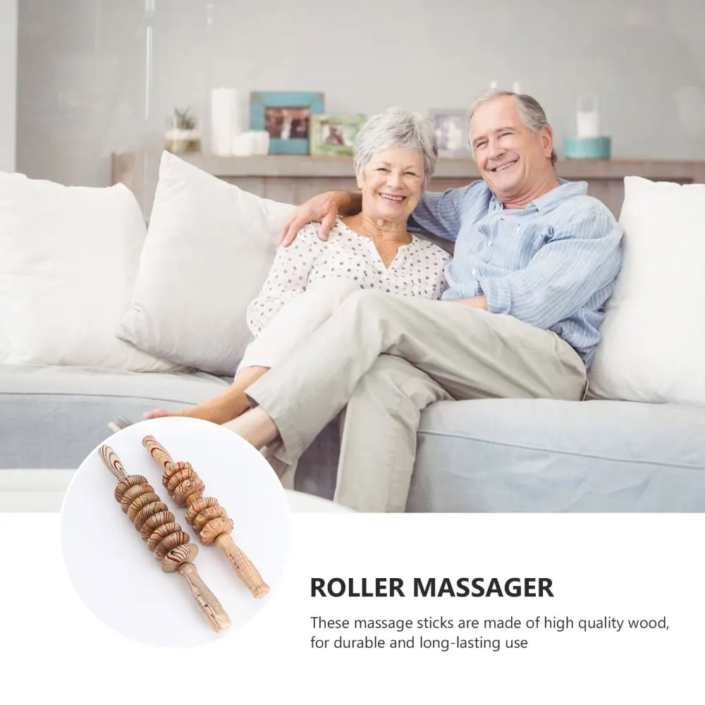

2Pcs Wooden Handheld Stick Muscle Roller Massager Abdominal Massager