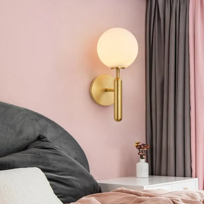 Скандинавская стеклянная купольная настенная лампа современное прикроватное