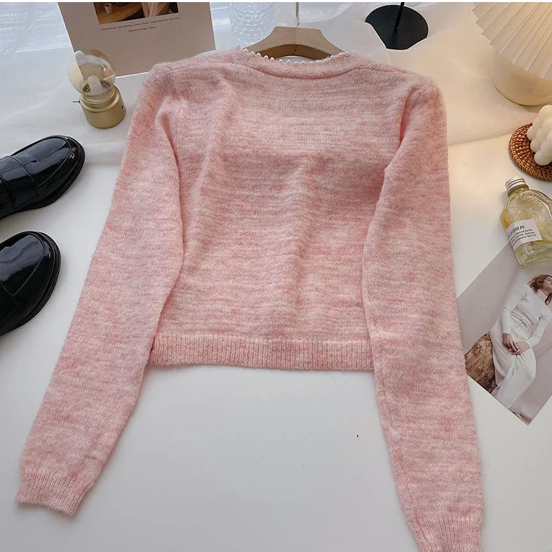 Женский винтажный Кардиган с длинным рукавом трикотажный свитер трехмерными