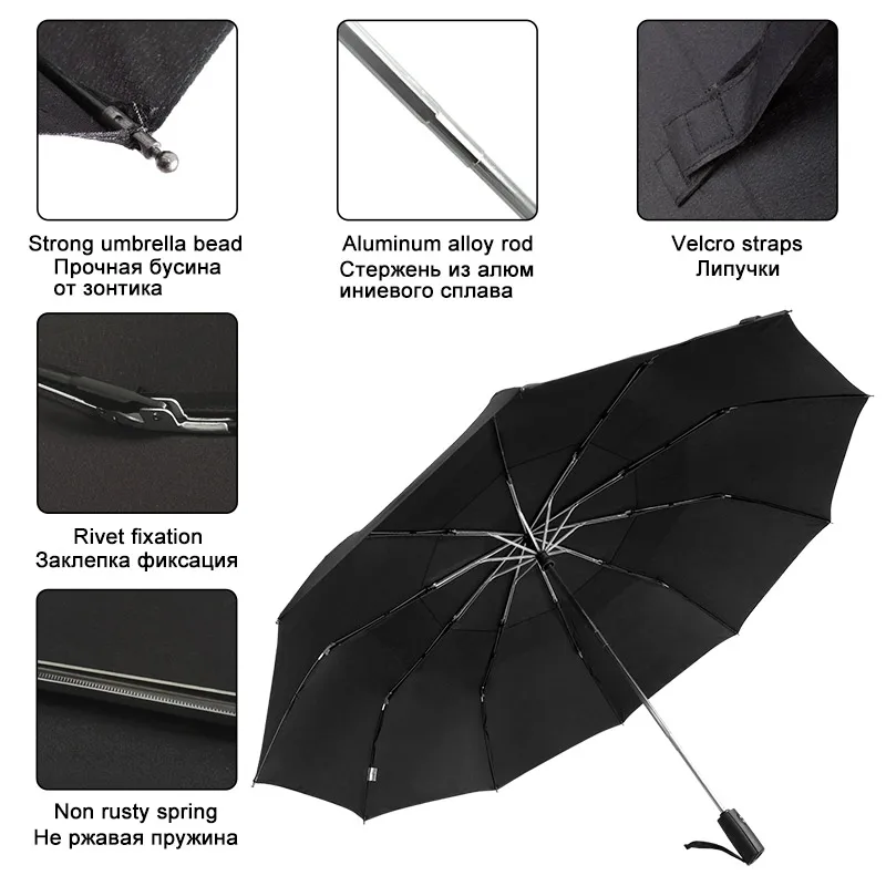 Высококачественный большой автоматический Двухслойный Зонт от дождя для женщин