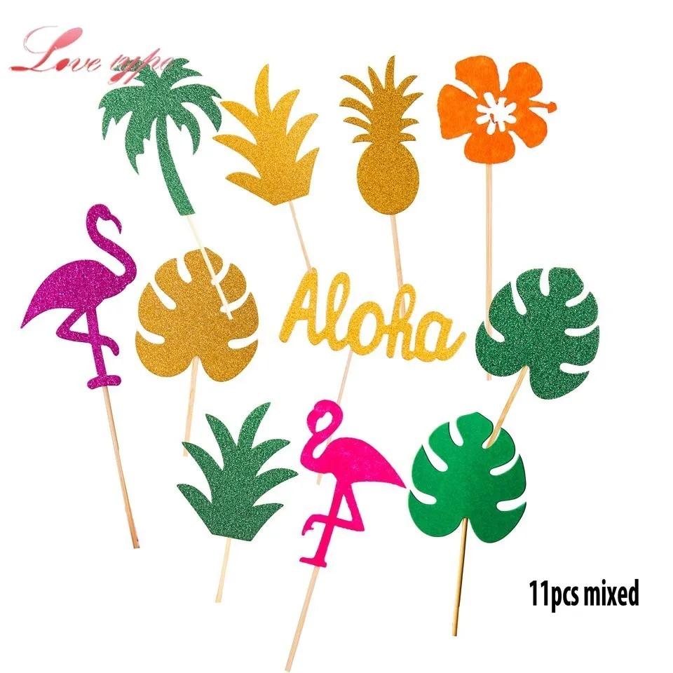Топперы для капкейков в виде ананаса пальм и фламинго 1 комплект | Дом сад