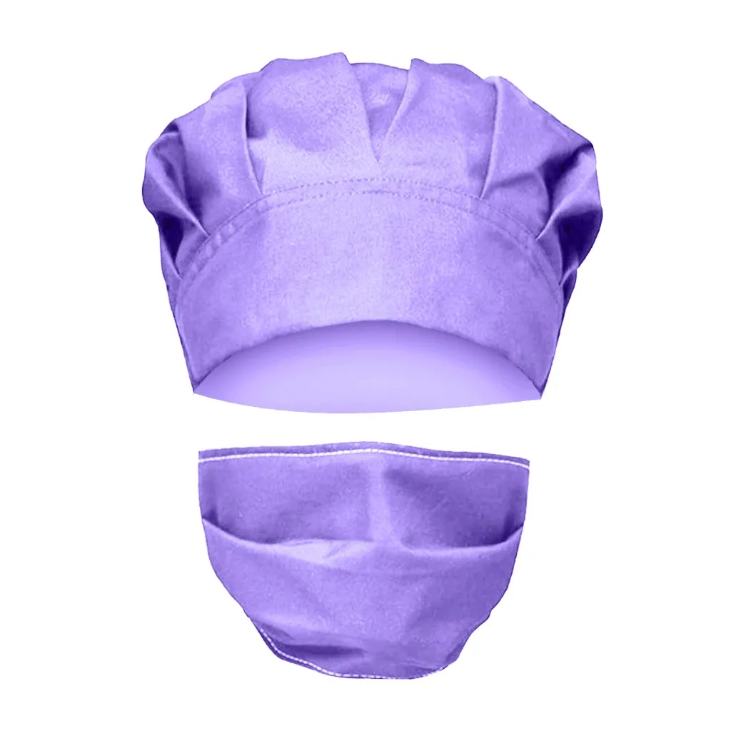 

Unisex Adult Fashion Bouffant Cap with Mask Working Hat Sweatband Adjustable Tie Back Mask Cap masques tissus lavables A50