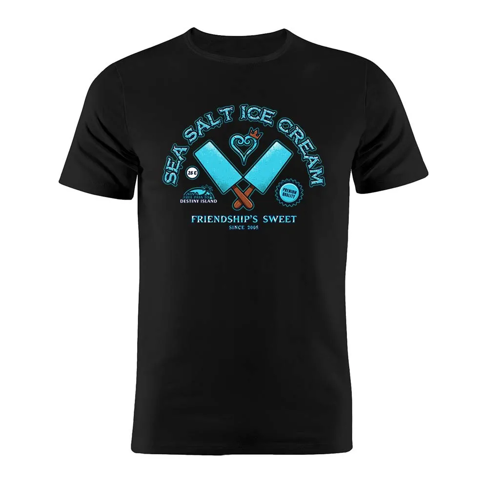 Черная хлопковая Футболка с принтом мороженого надписью Kingdom Hearts Sea соль|Мужские