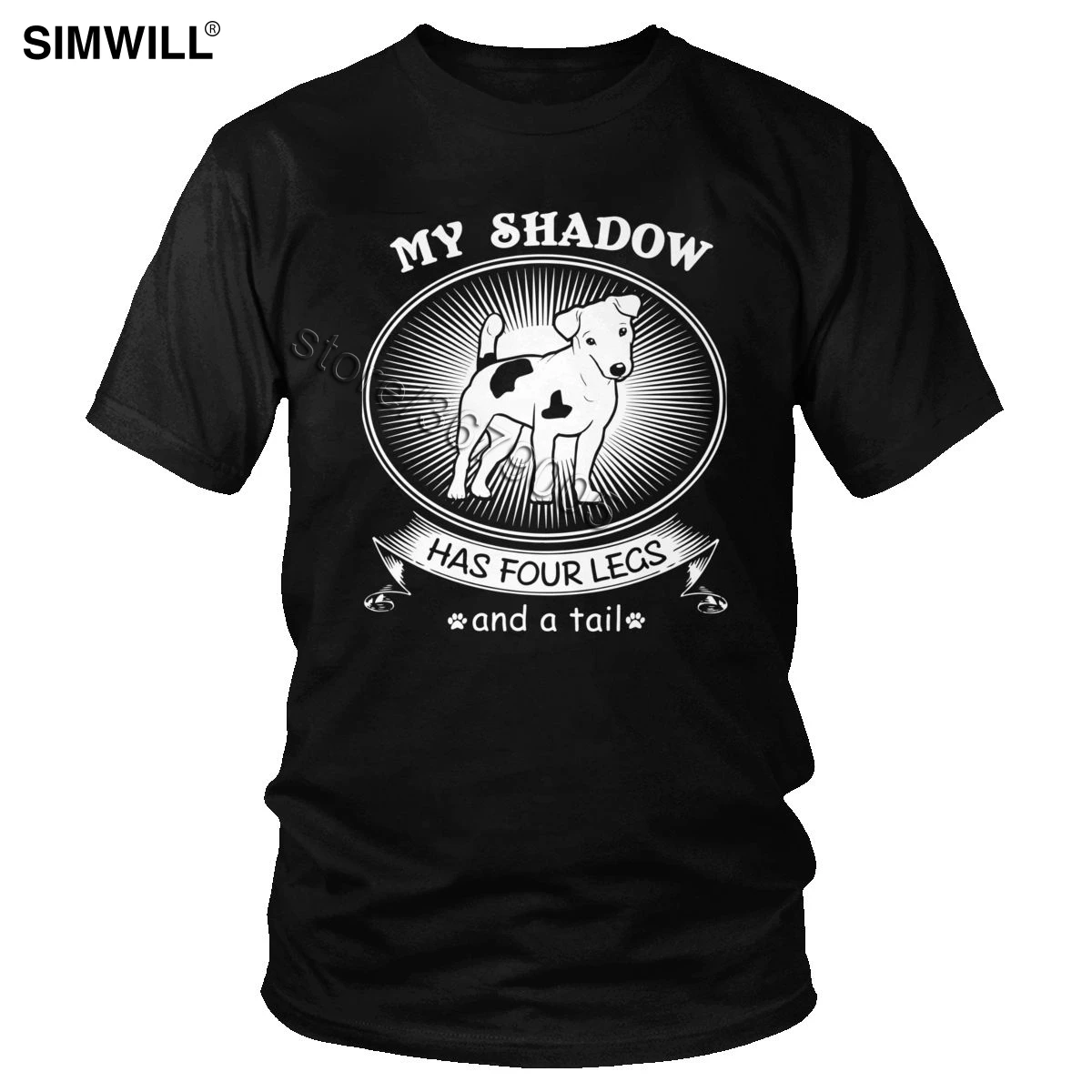 I Love My Puppy Tee Shirts Men Cotton Jack Russell Terrier Is Shadow T-Shirt Short Sleeved Dog Owner Gift T Shirt | Мужская одежда