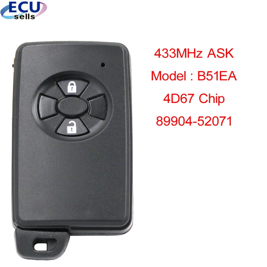 Умный Автомобильный ключ с 2 кнопками 433 МГц для Toyota Corolla Auris Rav4 Yaris 2006 + B51EA PCB P1 D4 4D-67