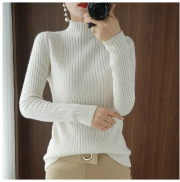 

2022 autumn and winter new women's warmth fashion solid color casual high-neck solid color pullover cashmere sweater