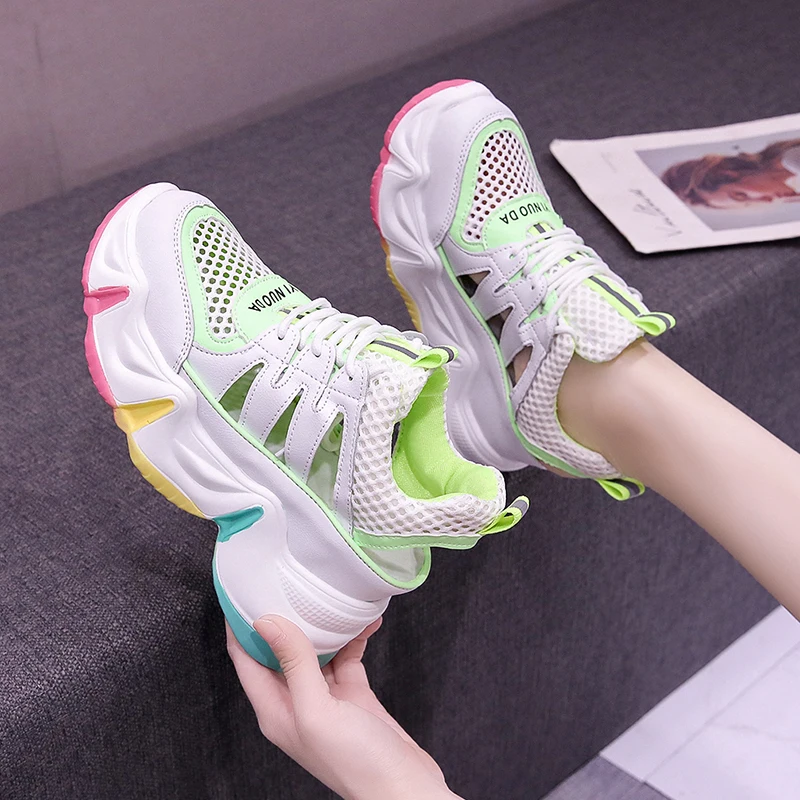 

Hot summer mesh womens shoes breathable platform sneakers zapatos de mujer luxury designer womens shoes fashion increased shoes