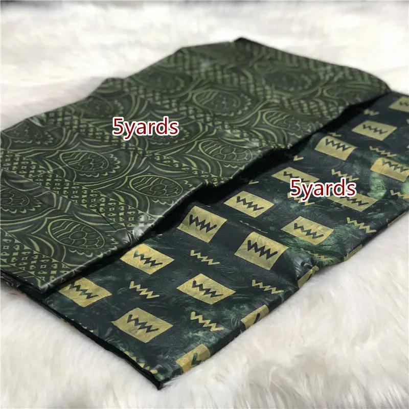 

5+5 Yards Blue African Guinea Baizn Riche Fabric 2019 New High Quality Basin Jacquard Brocade Women Dresses ABS30