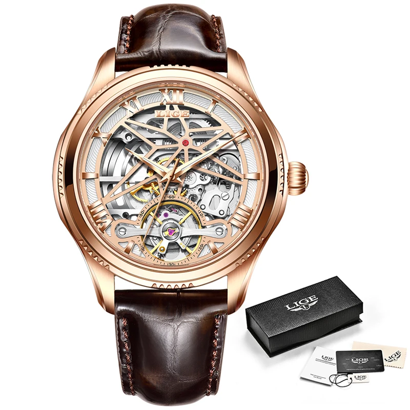 Часы наручные LIGE Мужские механические Автоматические спортивные повседневные
