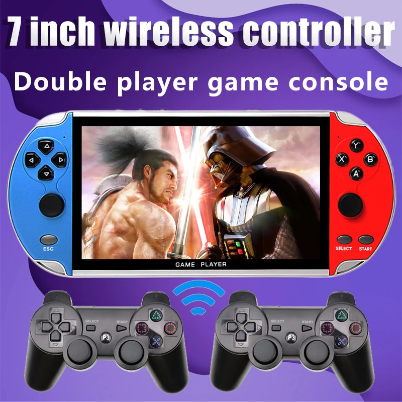 

CZT new 7-inch double player wireless retro game console built-in 9800 game for arcade/cps/neogeo/gbc/snes/fc/md mp3/4 e-book
