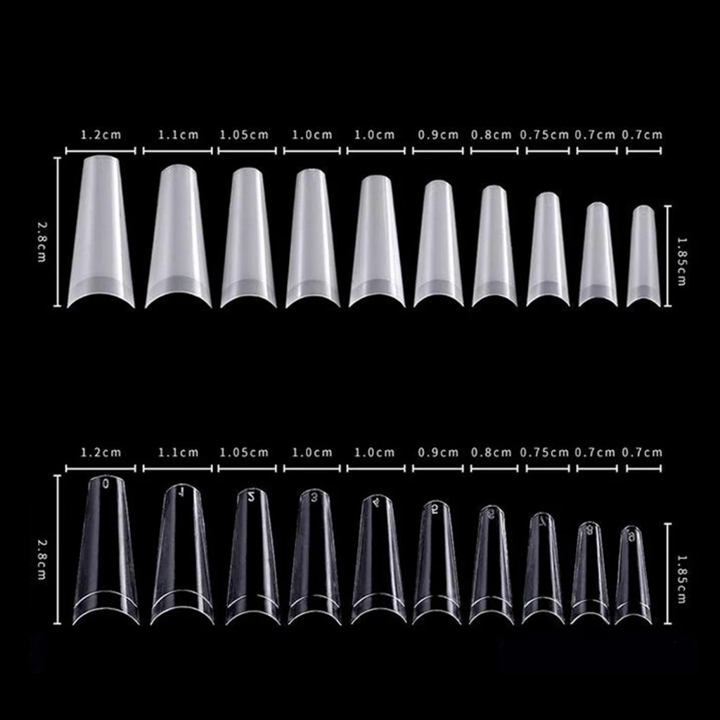 

500 C Curve Natural Clear False Nails Nail Tips Home Manicure Decor 10 Sizes