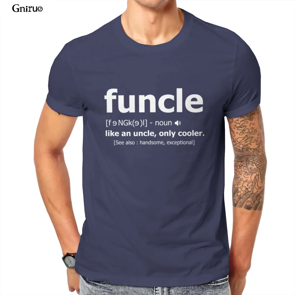 Wholesale Funny Uncle Funcle Definition Shirt Unisex Baseball T-Shirt Pink Funny HipHop New Male Clothing 102048