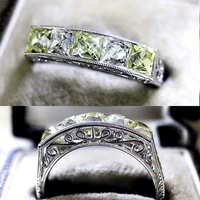 huitan luxury princess cut cubic zirconia women ring aesthetic wedding accessories party jewelry statement rings wholesale lots