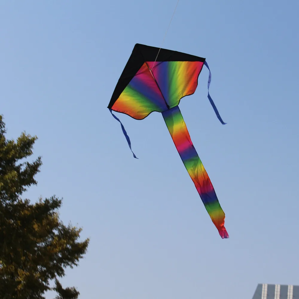 

105cm Kids Large Rainbow Delta Kite Cometas Infantiles Outdoor Toys Beach Fun Durable Rainbow Kite Children's Toy