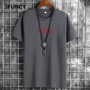 JFUNCY Summer Oversized T-Shirt Letter Printed Men T-Shirts Casual Loose Short Sleeve Male Cotton T Shirt Men Breathable Tee Top