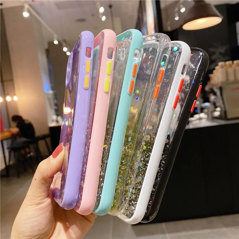 

Luxury Glitter Dream Pink Sequin Soft Bling Phone Case For iPhone 12 Pro Max 11 XS XR X 6 7 8 Plus SE Shockproof Clear TPU Cover