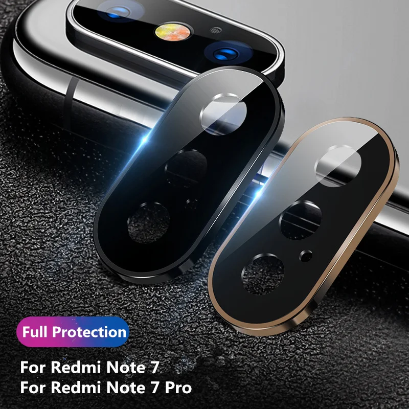 Металлический протектор для камеры Redmi Note 7 Pro Алюминиевый стеклянный чехол
