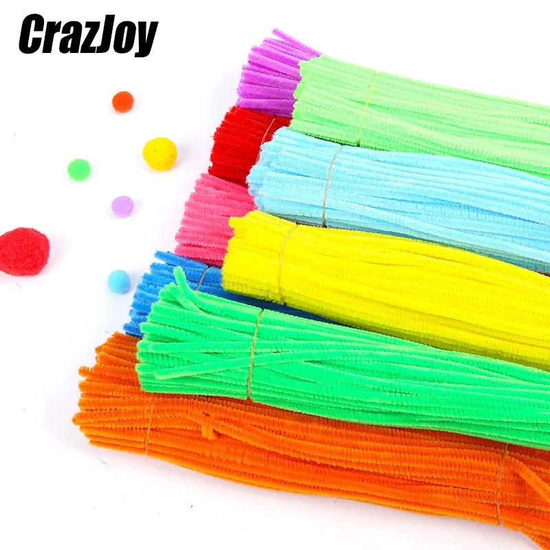 

100pcs Color Plush Stick Pompoms Rainbow Educational DIY Toys Handmade Art Craft supplies Creativity montessori for kid Toy gift