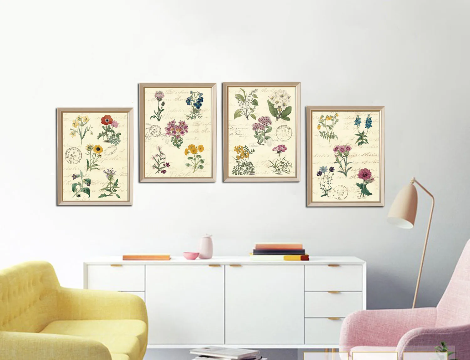 

Cy Country Pastoral Sofa Background Wall Living Room Bedroom Plant Flower Decorative Painting