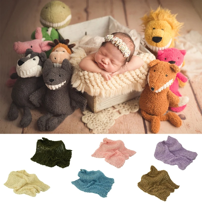 

Newborn Photography Props Knitted Wool Crochet Baby Blanket Infants Photo Shooting Basket Accessories