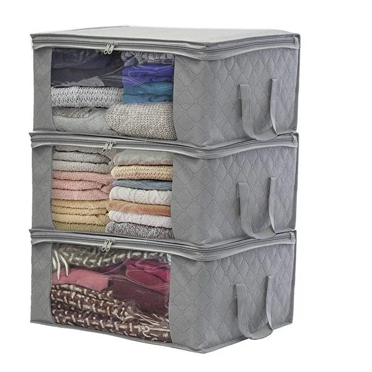 

Non-Woven Fabric Clothes Storage Bag Quilt Blankets Storage Organizer Cabinet Dustproof Storage Box Foldable Closet Organizers