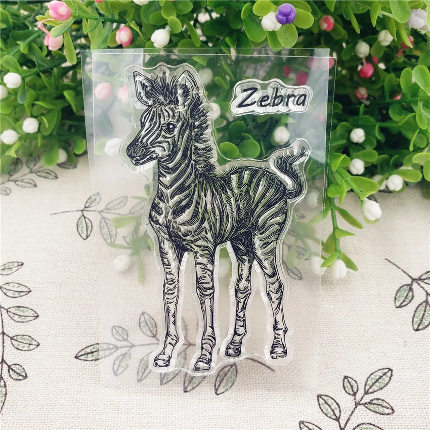 Прозрачный силиконовый штамп Little Zebra с животными для самостоятельного