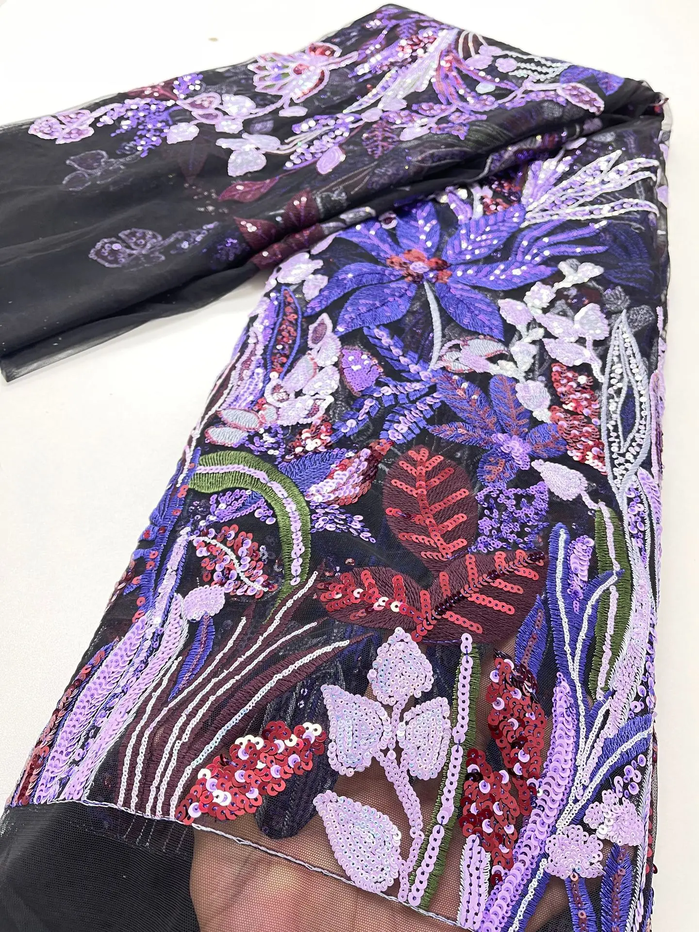 

YILIBER Lot French Eyelash Lace Fabric 130cm White Black Diy Exquisite Lace Embroidery Clothes Wedding Dress Accessories