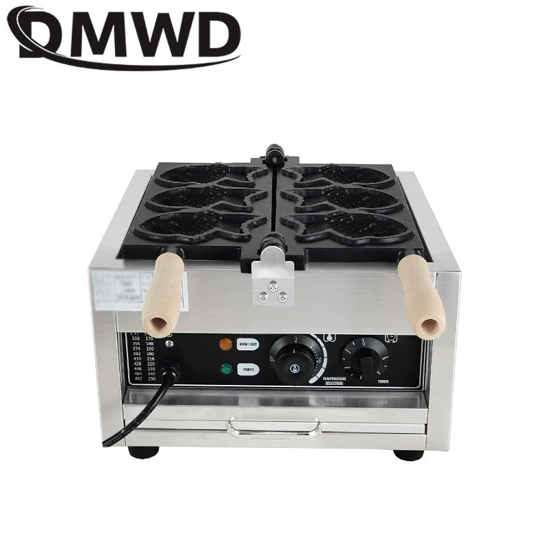 

DMWD Electric Fishes Shape big fish cone Waffle Maker Commercial Open Mouth ice cream taiyaki Machine Muffin Iron oven 110V 220V